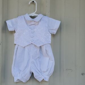 Elegant White Kids Bodysuit with Lace Vest